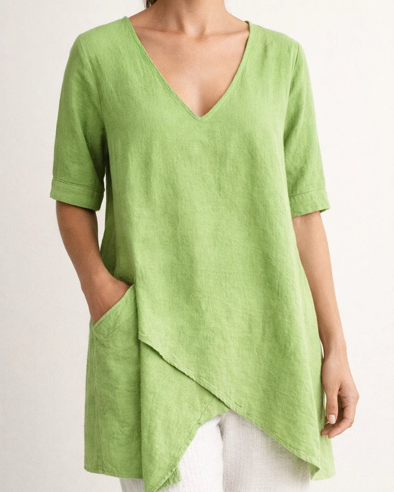Summer Irregular Casual T-shirt New V-neck Half-sleeve Tops | JRSEE:8a343327-d0c5-466a-858a-5b9a0cd841b5