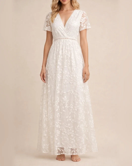 Summer Lace Hook Flower Hollow Long Dress Female European and American Solid Color Temperament Commute Solid Color Skirt Women's Wear | JRSEE:2c2840be-91d7-4b0c-a14a-fc6acb0feb20