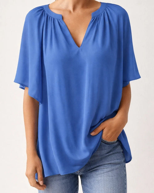 Summer Loose V-neck Tops Casual Women's T-shirt Chiffon Shirt | JRSEE:d2b1844c-d316-4371-b59c-637ec3000ada