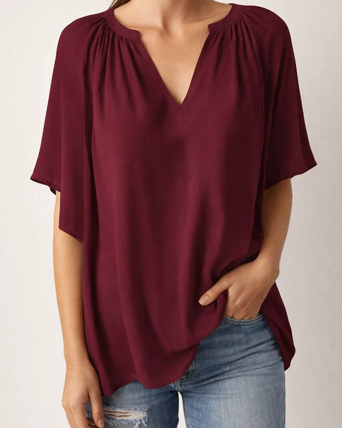 Summer Loose V-neck Tops Casual Women's T-shirt Chiffon Shirt | JRSEE:362972f3-c64d-4083-acbd-b949ba69d8b5