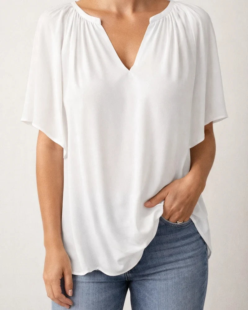 Summer Loose V-neck Tops Casual Women's T-shirt Chiffon Shirt | JRSEE:ceac4b1e-6f8b-44fc-ad5b-450fda8d3247