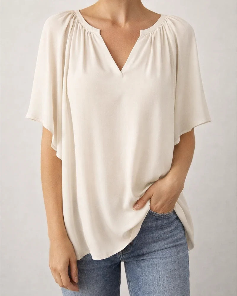 Summer Loose V-neck Tops Casual Women's T-shirt Chiffon Shirt | JRSEE:e0734b09-54c1-4350-9e38-a5984d17fb99