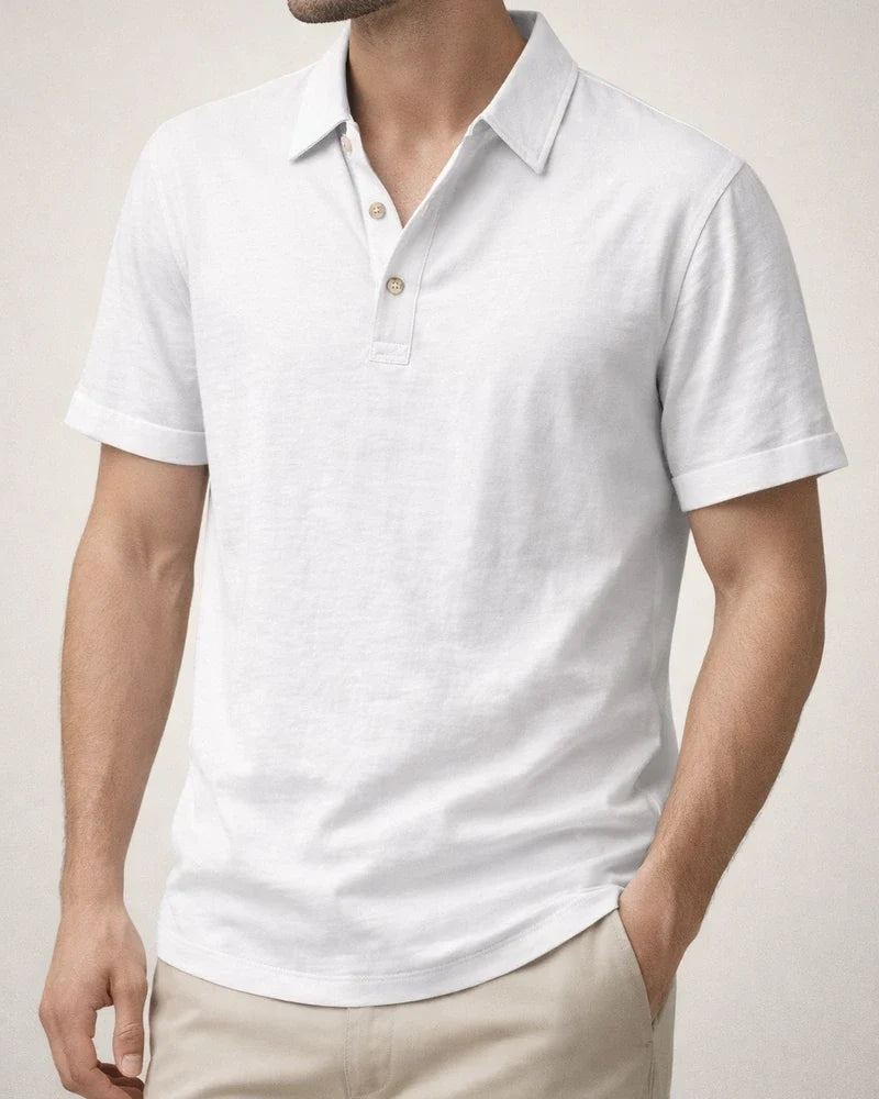 Summer Men's Casual Loose Linen Lapel Polo Shirt Short-sleeved Shirt | JRSEE:5ebd7dbc-5c74-49ee-85f3-0cd725454622