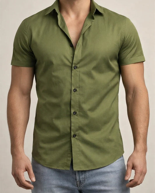 Summer Men's Casual Solid Color Short Sleeve Shirt - Trendy Lightweight Shirt | JRSEE:38d73b67-6480-4c7c-b572-678208f58ab8