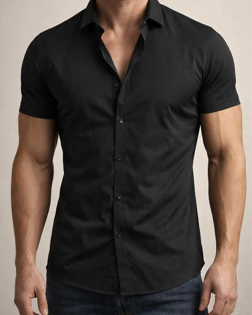 Summer Men's Casual Solid Color Short Sleeve Shirt - Trendy Lightweight Shirt | JRSEE:31f26de9-bec7-4148-b2f4-f5f48f478ef2