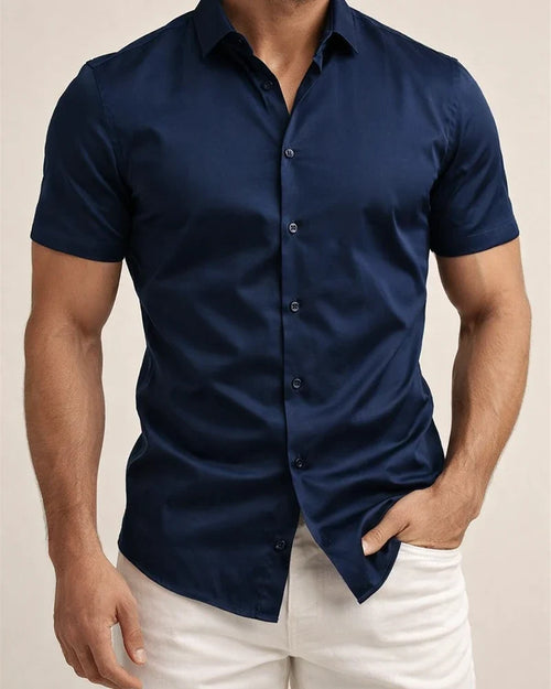 Summer Men's Casual Solid Color Short Sleeve Shirt - Trendy Lightweight Shirt | JRSEE:52c3fc03-b8fb-4bbc-ba00-a70fe87d2f7b