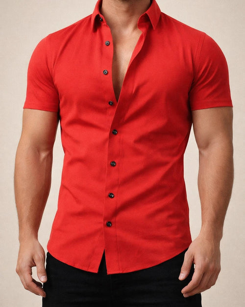 Summer Men's Casual Solid Color Short Sleeve Shirt - Trendy Lightweight Shirt | JRSEE:44281e3a-9cb7-4fc0-8b7b-78f08242710a