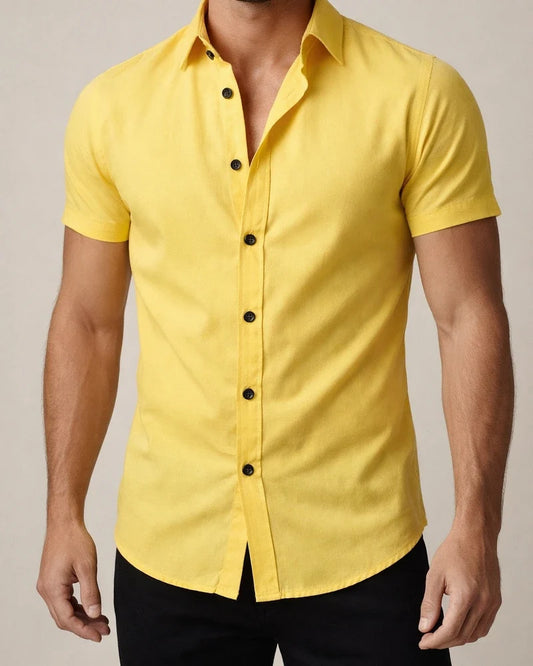 Summer Men's Casual Solid Color Short Sleeve Shirt - Trendy Lightweight Shirt | JRSEE:6136dc99-2f0e-473c-8a4c-e32c4d0c7726