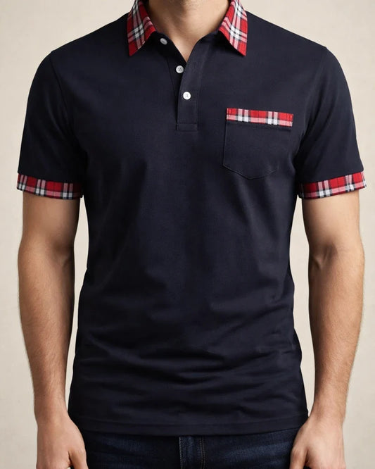 Summer Men's Casual Street Tide Patchwork Color Collision Plaid Short-sleeved Button Pocket Loose Lapel Polo Shirt | JRSEE:6e81cbb4-5a15-439a-a952-ef5d1292d19b