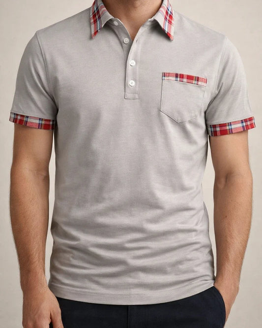 Summer Men's Casual Street Tide Patchwork Color Collision Plaid Short-sleeved Button Pocket Loose Lapel Polo Shirt | JRSEE:70242ce7-8ca9-4be6-89a4-fb457e37974f