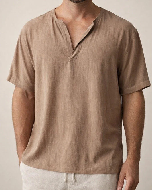 Summer Men's Cotton Round Neck Top Loose Solid Color Medium Sleeve T-Shirt Five Sleeve Short Sleeve | JRSEE:892b9019-a869-4405-becf-aac6a60d5c84