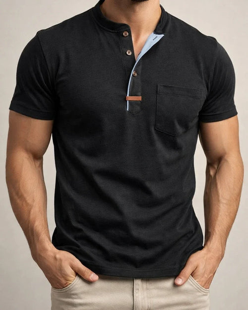 Summer Men's Short-sleeved T-shirt Men's Round Neck Henley Collar Casual Tops | JRSEE:8ffc94cd-9ea7-4e4f-9cce-a25e25f63301