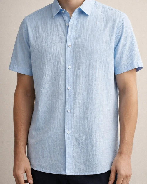 Summer Men's Solid Color Shirt Casual Loose Cotton Short Sleeve Shirt | JRSEE:26950ef3-7aeb-4bca-94f5-662e649d83cd
