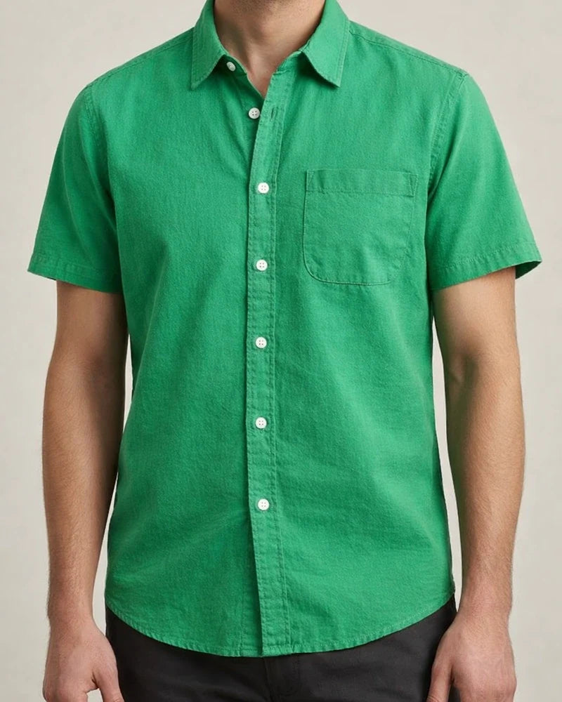 Summer Men's Thin Section Linen Shirt Short-sleeved Cotton Shirt | JRSEE:946e9d2a-334a-4520-a6ad-3b416504d144