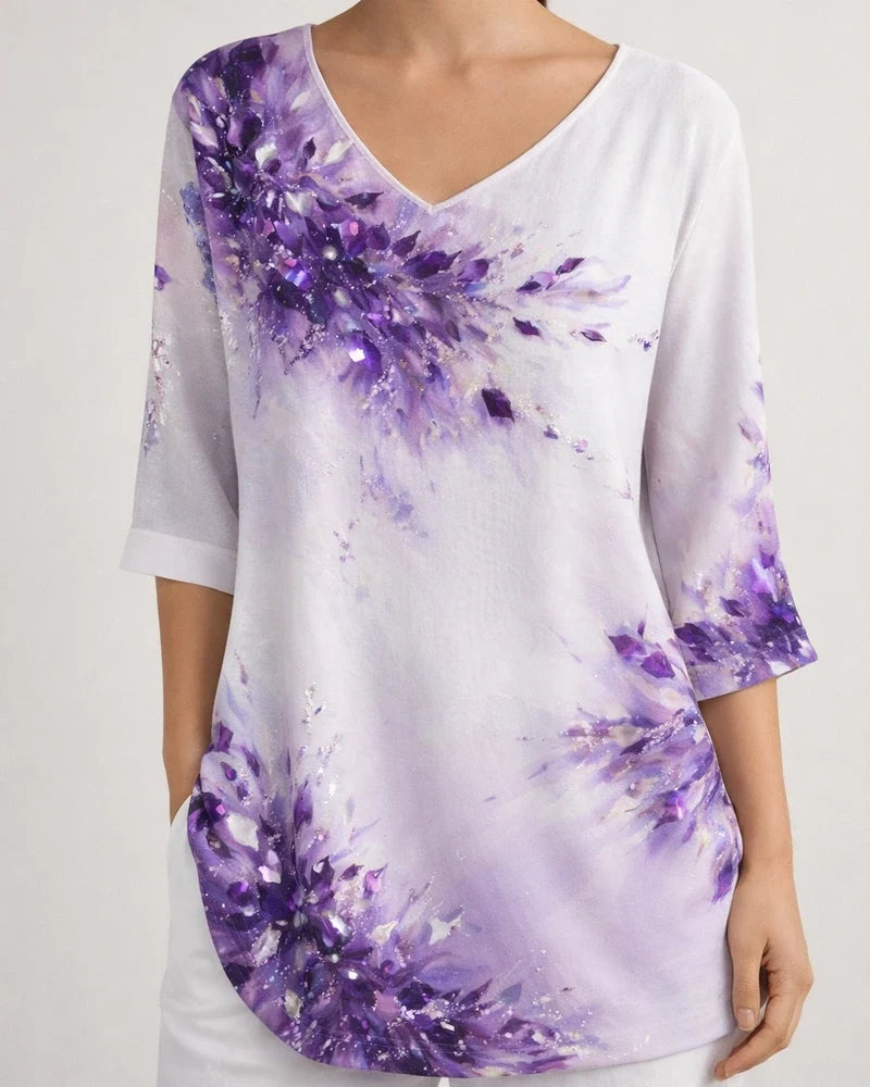 Summer New Arrival 3D Printed Women's Fashion Floral V-neck Shirt Top | JRSEE:7cf7ad60-ec22-4a98-ac97-bca6bab3270e