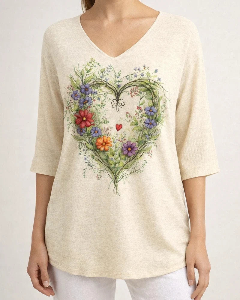 Summer New Arrival 3D Printed Women's Fashion Floral V-neck Shirt Top | JRSEE:0e0105fc-87a7-4e48-9edc-7f5f9f1e1e18