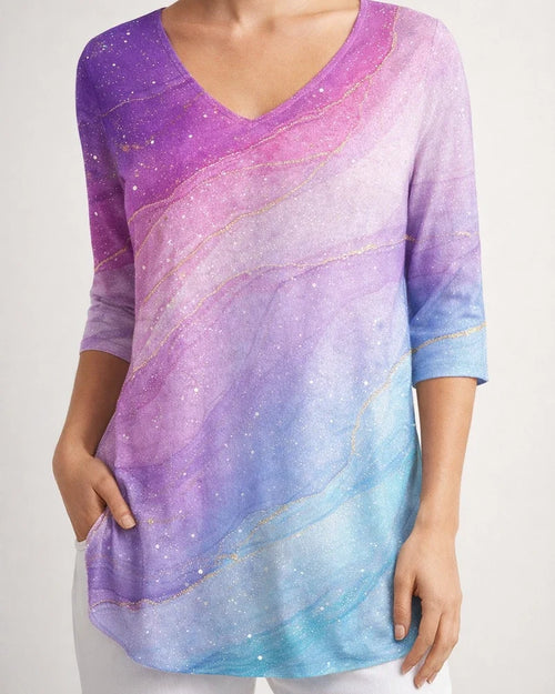 Summer New Arrival 3D Printed Women's Fashion Floral V-neck Shirt Top | JRSEE:41f7e507-913f-4c47-8315-2b0ede495c6e