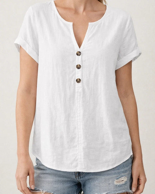 Summer New Arrival Women's Button-Up V-Neck Short-Sleeve T-Shirt Top | JRSEE:8ecd1308-8127-42ea-b927-c5d4ed1ad2f3