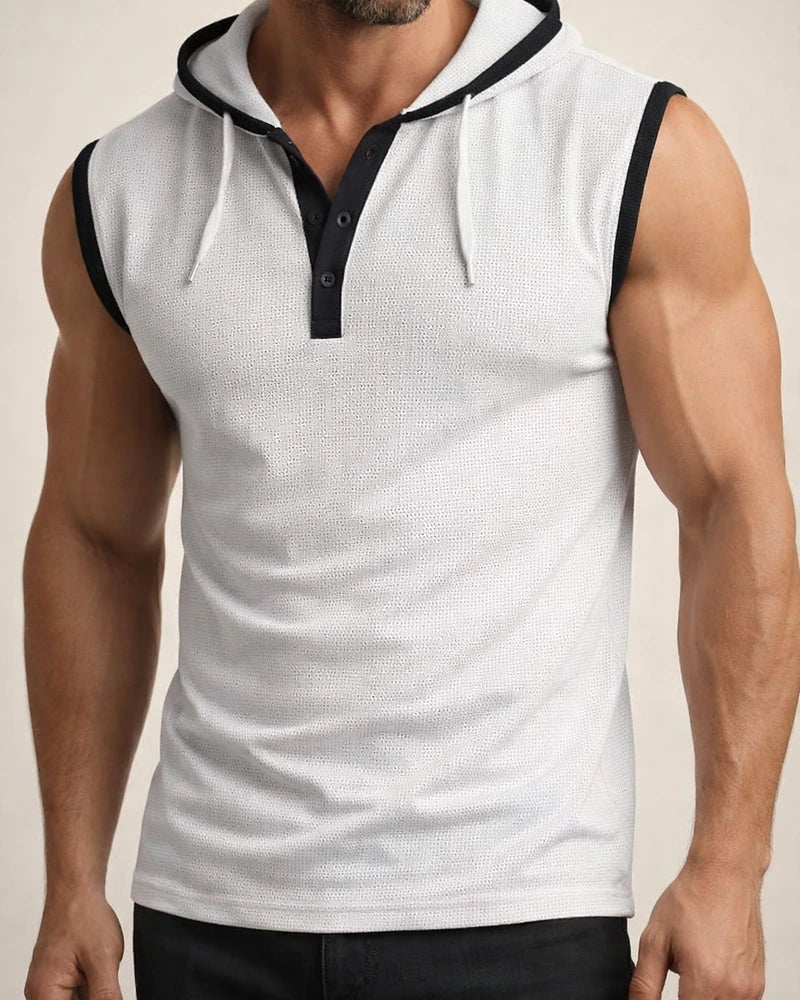 Summer New Fashion Short-sleeved Hooded Cardigan T-shirt Sleeveless T-shirt Men's Tops | JRSEE:7a8f642e-677f-4cee-9a98-b83631ef0404