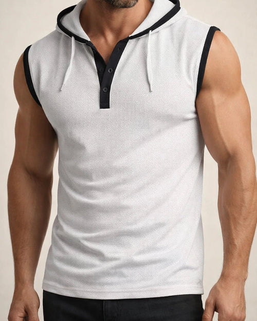 Summer New Fashion Short-sleeved Hooded Cardigan T-shirt Sleeveless T-shirt Men's Tops | JRSEE:7a8f642e-677f-4cee-9a98-b83631ef0404