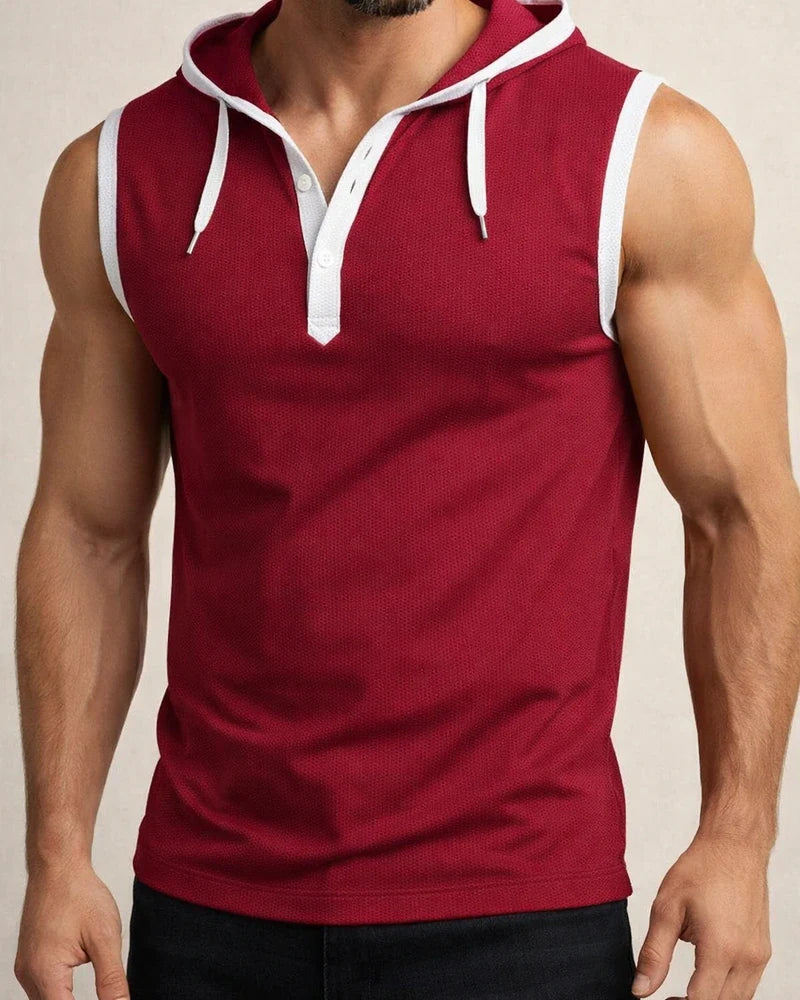 Summer New Fashion Short-sleeved Hooded Cardigan T-shirt Sleeveless T-shirt Men's Tops | JRSEE:adbadc5d-1959-48a4-b64b-2357a3ddd5df