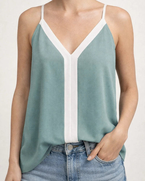 Summer New Fashion Women's Y-shaped Collision Color V-neck Sleeveless Camisole Undershirt Temperament Commuter Wind Tops | JRSEE:d1f738ed-ad85-4a7f-9279-5c6e66b1d035