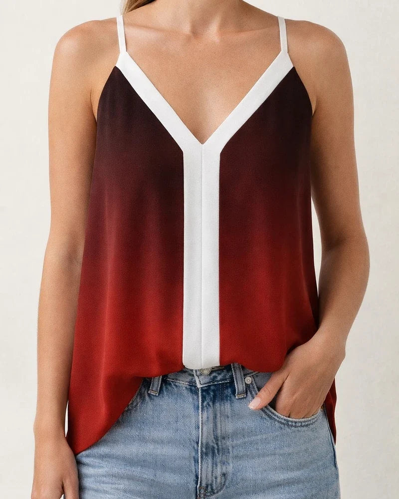Summer New Fashion Women's Y-shaped Collision Color V-neck Sleeveless Camisole Undershirt Temperament Commuter Wind Tops | JRSEE:1642fd5d-fd6a-4921-abb3-67d683785849
