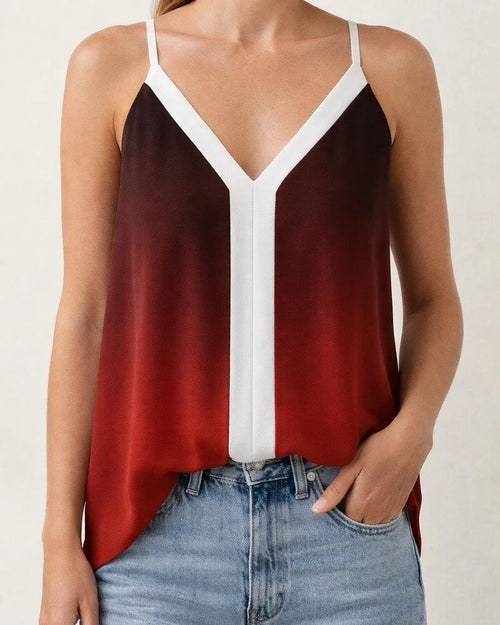 Summer New Fashion Women's Y-shaped Collision Color V-neck Sleeveless Camisole Undershirt Temperament Commuter Wind Tops | JRSEE:1642fd5d-fd6a-4921-abb3-67d683785849