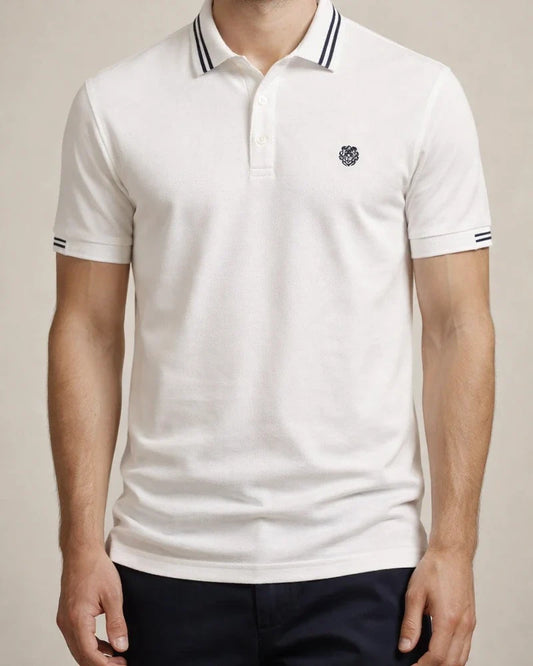 Summer New Lapel Striped Decorative Cotton Slit Polo Shirt Embroidered Casual Men's Solid Color Short-sleeved Tops | JRSEE:cb5bba1d-1bc7-42d4-a877-913ed262b9fa