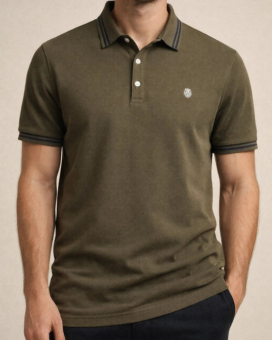Summer New Lapel Striped Decorative Cotton Slit Polo Shirt Embroidered Casual Men's Solid Color Short-sleeved Tops | JRSEE:1fe5c382-da3e-418a-b8ef-02f6eb04a773