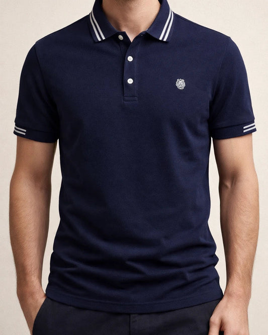 Summer New Lapel Striped Decorative Cotton Slit Polo Shirt Embroidered Casual Men's Solid Color Short-sleeved Tops | JRSEE:fdf00d72-3f41-4cae-9dc4-9c027f29cca8