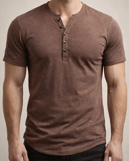 Summer New Men's Henley Shirt Short-sleeved Men's Solid Color Buttons T-shirt Tops | JRSEE:bfbe35f0-143a-4fa9-b0d7-b91033502647
