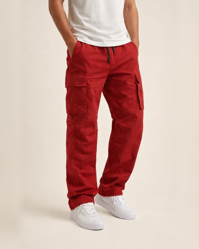 Summer New Men's Work Pants Multi-pocket Solid Color Casual Pants Lace-up Casual Pants | JRSEE:7109d508-327a-40fe-9508-5105ae060669
