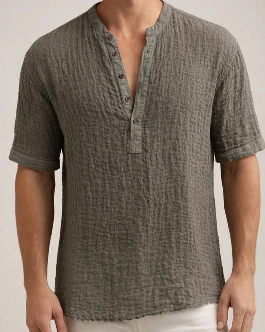 Summer New Personalized Street Men's Round Neck Tops Street Fashion Casual Loose Type Breathable Linen T-shirt Hot Models | JRSEE:1eaab847-7a6e-4159-822b-0693b17f1c4a