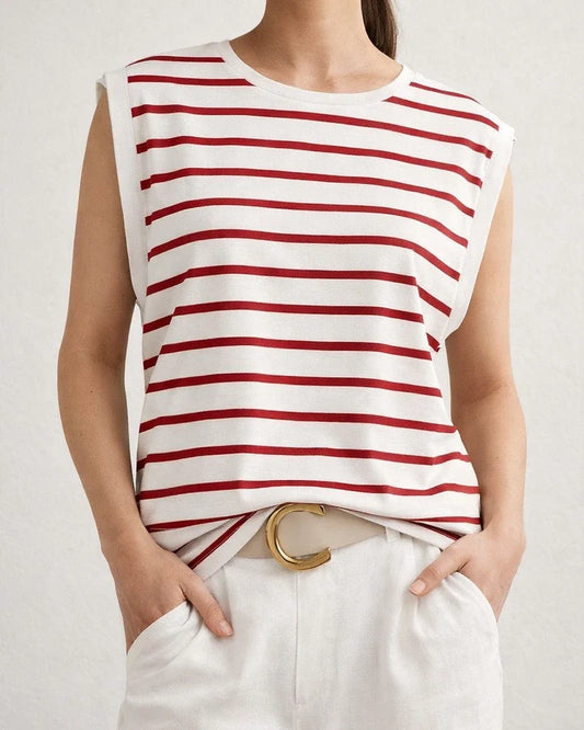Summer New Round Neck Loose Short-sleeved T-shirt Striped Tops Women Undershirt Macaroon Color Ladies Tops | JRSEE:93e1450d-7f1c-4661-843c-6d2e21040320