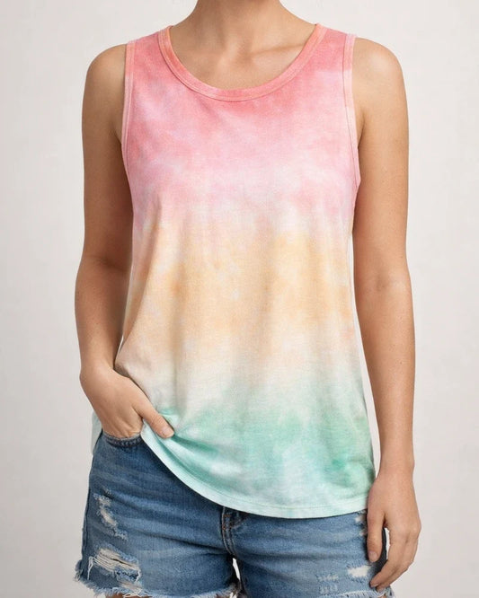 Summer New Round Neck Women's Tie-dye Print Short-sleeved Strapless Sexy Casual Pullover T-shirt Loose Type Top | JRSEE:e56b1248-0152-4024-97f3-6c1623413847