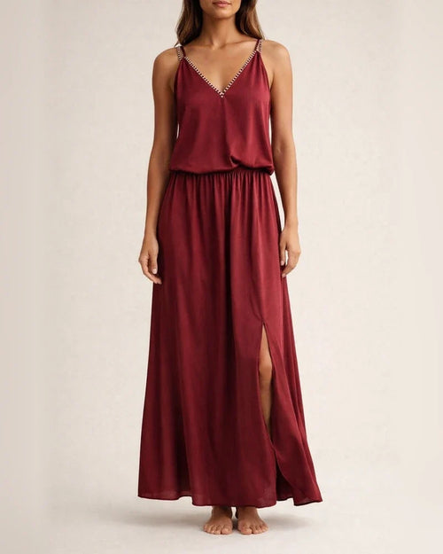 Summer New Sleeveless Long Dress Casual Women's Waist Zipper Letters V Neck Printed Dresses | JRSEE:1cc58466-347f-403f-8e46-f2157162936a