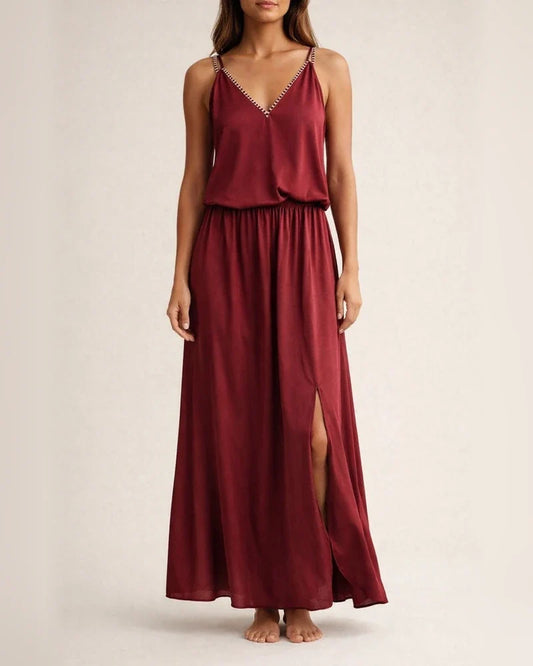 Summer New Sleeveless Long Dress Casual Women's Waist Zipper Letters V Neck Printed Dresses | JRSEE:1cc58466-347f-403f-8e46-f2157162936a