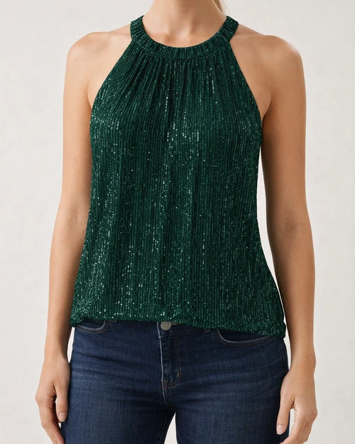 Summer New Solid Color Neckline Women's Sequins Halter Sequins Undershirt | JRSEE:5d51ab83-5af7-4db8-ba62-4336425992ec