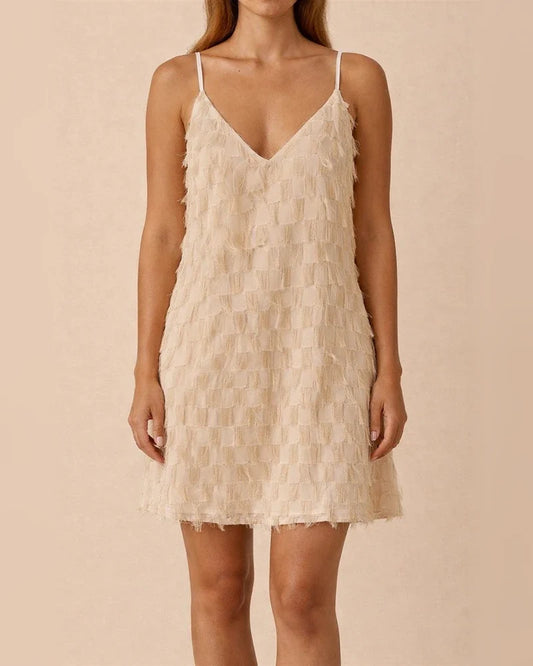 Summer New Solid Color Sexy Halter V-neck Tassel Comfortable Casual Sleeveless Dress Home Loose Women's Casual Wind Dress | JRSEE:2766e3ce-91f6-43bd-a66e-e870685b4c5b