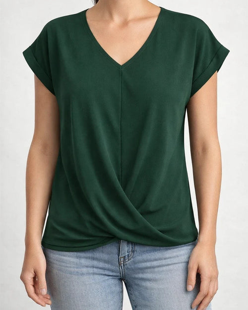 Summer New Solid Color V-neck Short-sleeved T-shirt Women's Tops | JRSEE:332486c5-ef16-4e13-b94f-f548662798ab