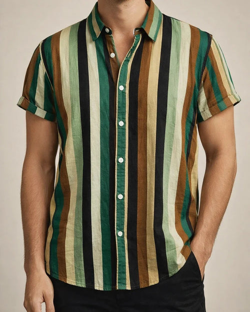 Summer New Stand-up Collar Printed Short-sleeved Men's Floral Shirt Floral Men's Short-sleeved Shirt Men's Clothing | JRSEE:c634b70e-2d50-459f-b6bf-5c6e7fdf6c9b