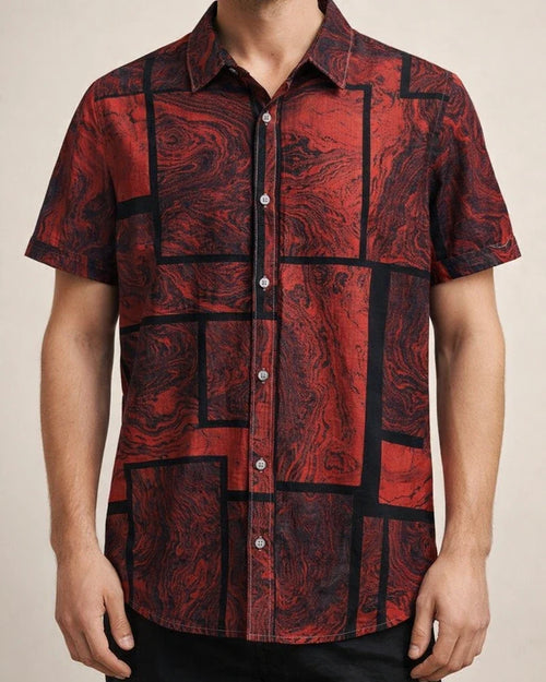 Summer New Stand-up Collar Printed Short-sleeved Men's Floral Shirt Floral Men's Short-sleeved Shirt Men's Clothing | JRSEE:b7d51876-fd3d-468f-8cd0-278a5b8faf41