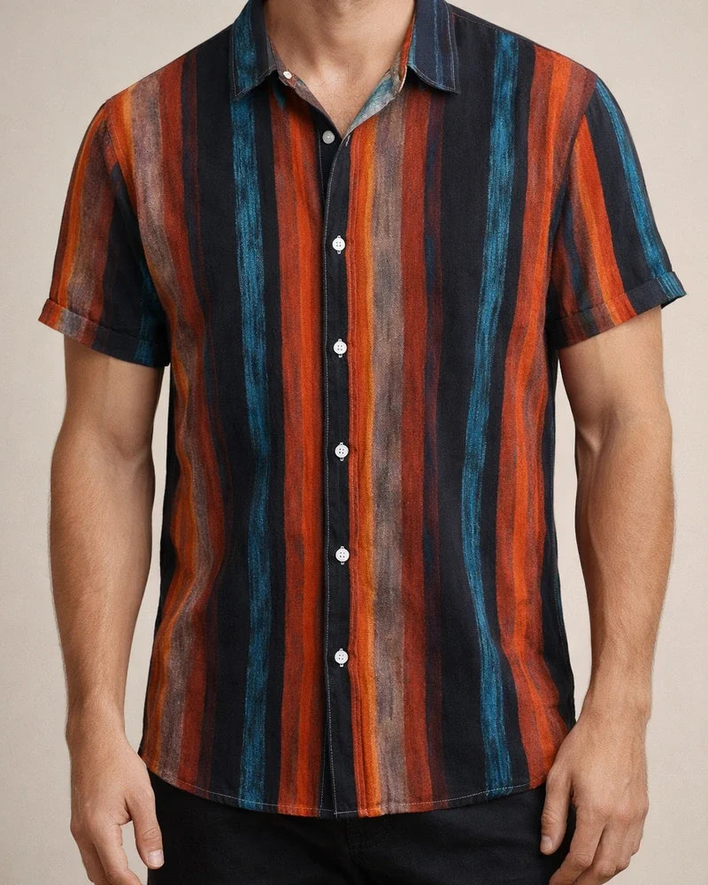 Summer New Stand-up Collar Printed Short-sleeved Men's Floral Shirt Floral Men's Short-sleeved Shirt Men's Clothing | JRSEE:c318c95d-8c43-47f9-95c5-6a4799da5c9e