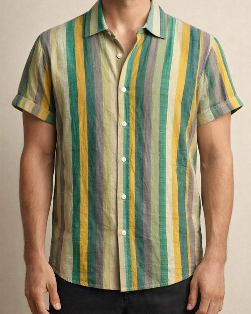 Summer New Stand-up Collar Printed Short-sleeved Men's Floral Shirt Floral Men's Short-sleeved Shirt Men's Clothing | JRSEE:4082a8eb-7362-42d5-b8a4-afb8e4f3e46a