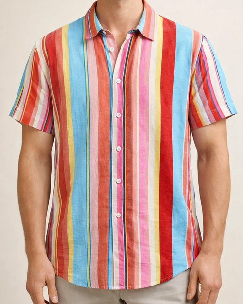 Summer New Stand-up Collar Printed Short-sleeved Men's Floral Shirt Floral Men's Short-sleeved Shirt Men's Clothing | JRSEE:e9cded05-9c8d-4a32-b9fa-23fea4830119