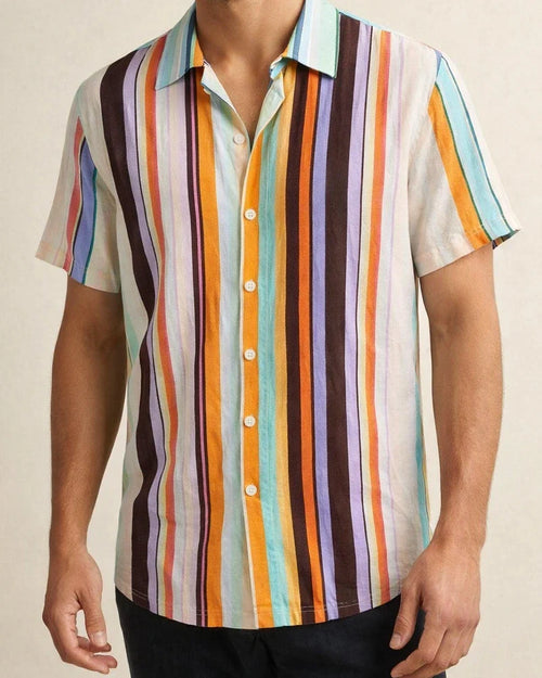 Summer New Stand-up Collar Printed Short-sleeved Men's Floral Shirt Floral Men's Short-sleeved Shirt Men's Clothing | JRSEE:8d99e3c9-848f-45da-a1fd-a412767ecb73
