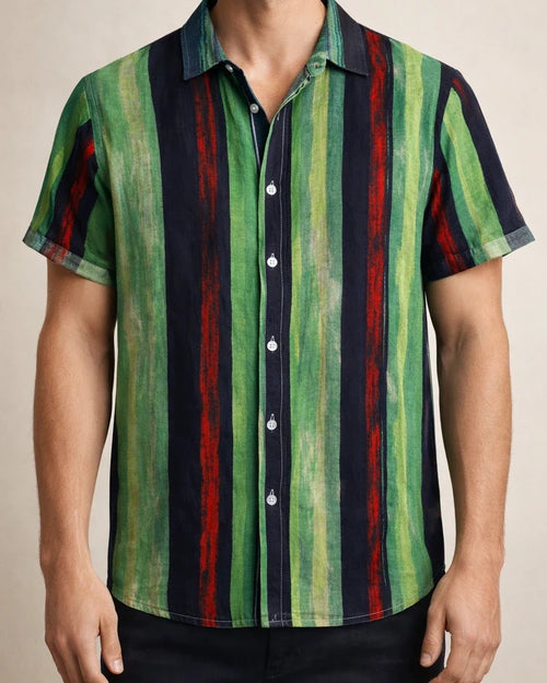 Summer New Stand-up Collar Printed Short-sleeved Men's Floral Shirt Floral Men's Short-sleeved Shirt Men's Clothing | JRSEE:894b8eb6-eaa3-4586-9059-99a62760107e