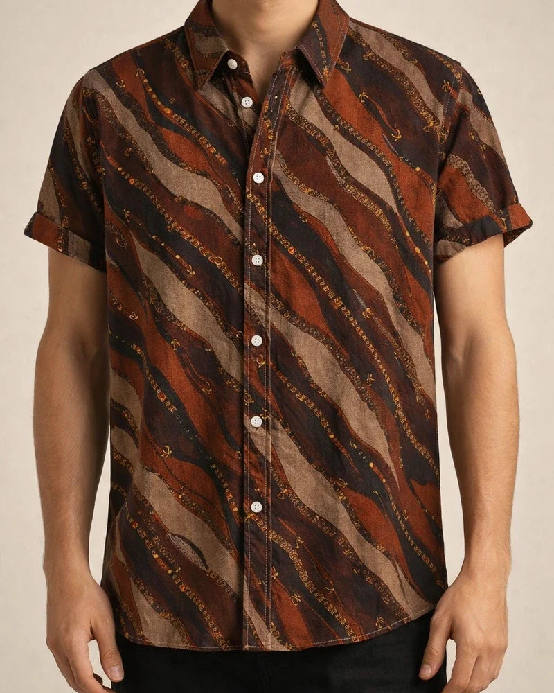 Summer New Stand-up Collar Printed Short-sleeved Men's Floral Shirt Floral Men's Short-sleeved Shirt Men's Clothing | JRSEE:8722d489-27ca-44e5-9fc2-40d3d16929b7
