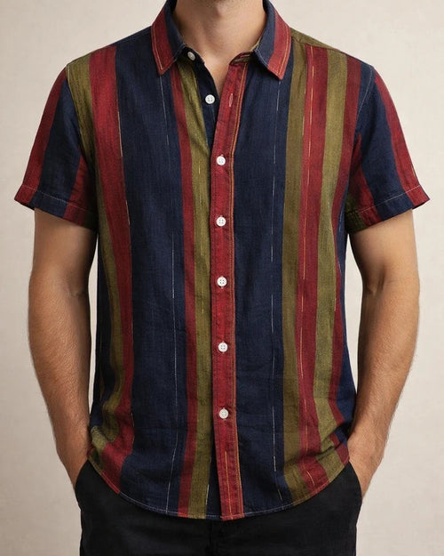 Summer New Stand-up Collar Printed Short-sleeved Men's Floral Shirt Floral Men's Short-sleeved Shirt Men's Clothing | JRSEE:18432ffd-822b-4a26-bde4-ba28cfdb2bc0